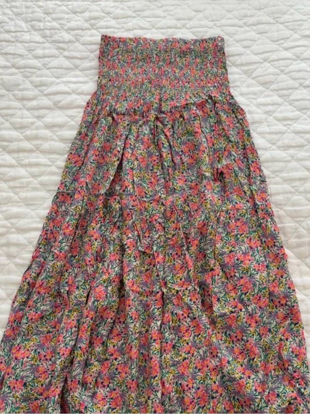 NATURAL LIFE Pink Multi Floral Smocked Maxi Skirt NWT